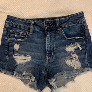 American Eagle high rise shortie jean shorts